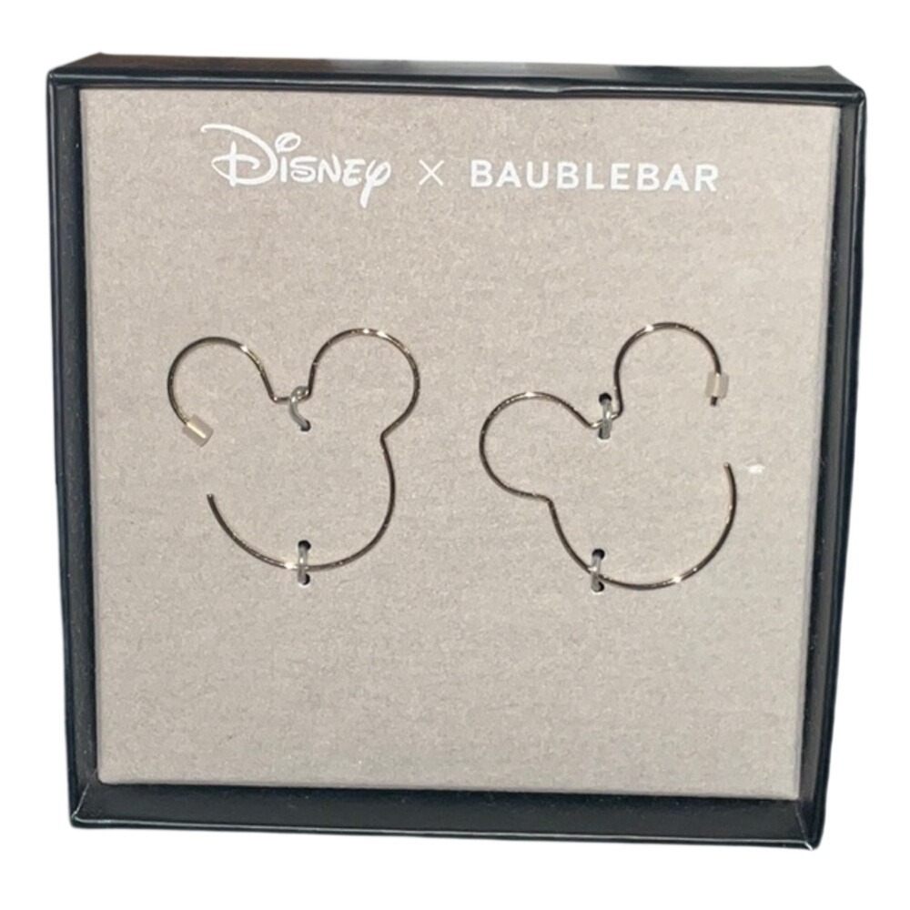 Disney x Baublebar Mickey Mouse Gold Tone Outline Hoop Earrings